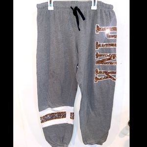 Victoria Secret PINK Gray Sequined Sweats